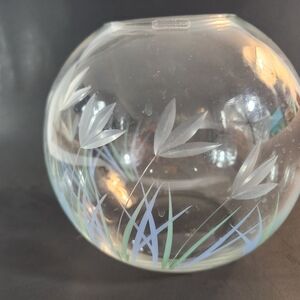 VTG BOHEMIA GLASS OVAL ROUND VASE HANDMADE IN CZECOSLOVAKIA
